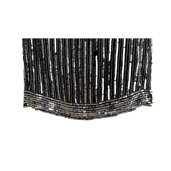 Flapper sequin 3/4 Sleeve, New Years Dress black &‎ sliver sparkly small Gatsby - Picture 8 of 12
